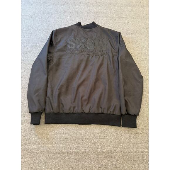 Strata Mens Extra Small Black Graphic Bomber Jacket - Picture 2 of 13